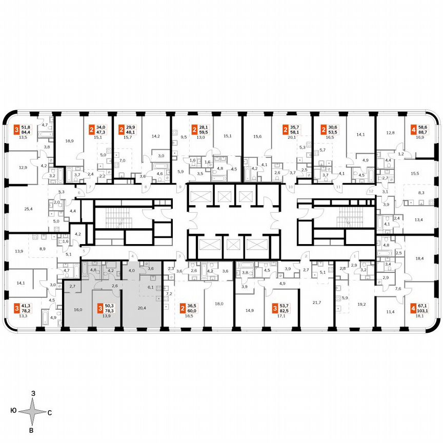 2-к. квартира, 78,3 м², 40/49 эт.