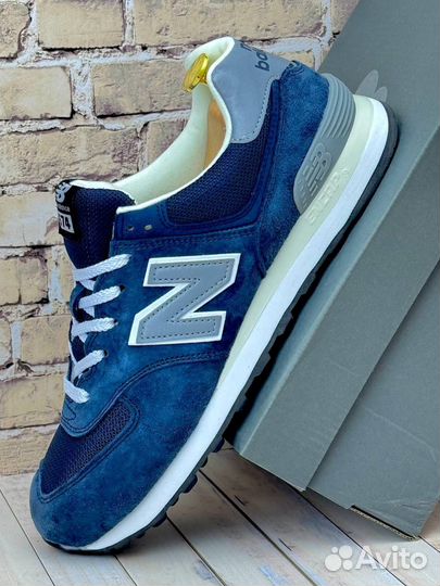 Кроссовки new balance 574 синие сеточные