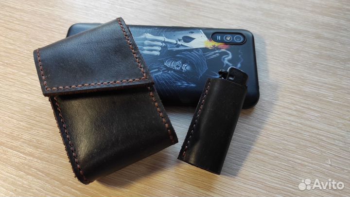 Портсигар кожаный