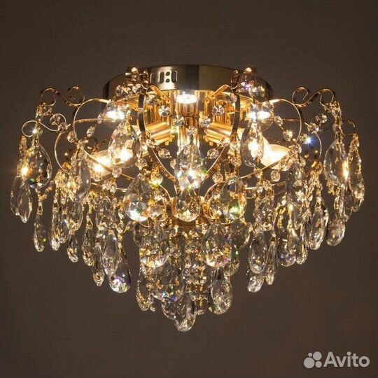 Люстра 'Мария' 6х60Вт Е14+18Вт LED пду золото 49х4