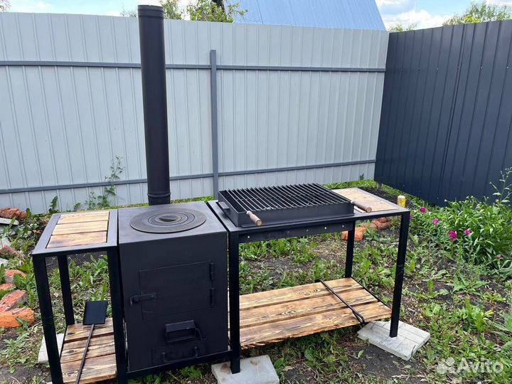 Мангал с печью под казан в стиле лофт (Loft)