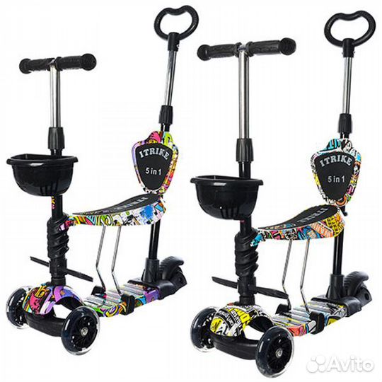 Самокат Беговел 5 в 1, принт