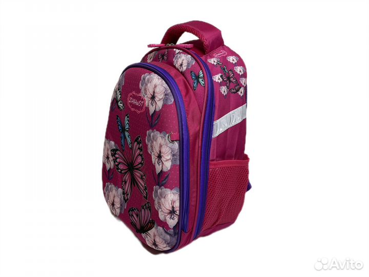 Школьный рюкзак с бабочками розовый