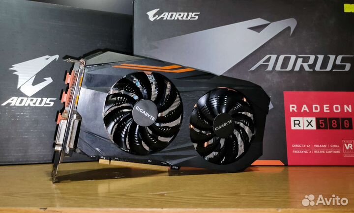Видеокарта RX580 4Gb Aorus rgb. Идеал.сост