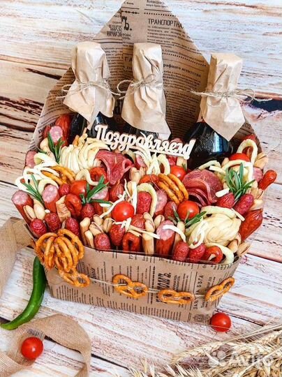 Сырно-мясной конверт подарок мужчине девушке