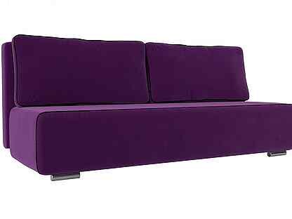 Прямой диван Уно, микровельвет, фиолетовый, черный