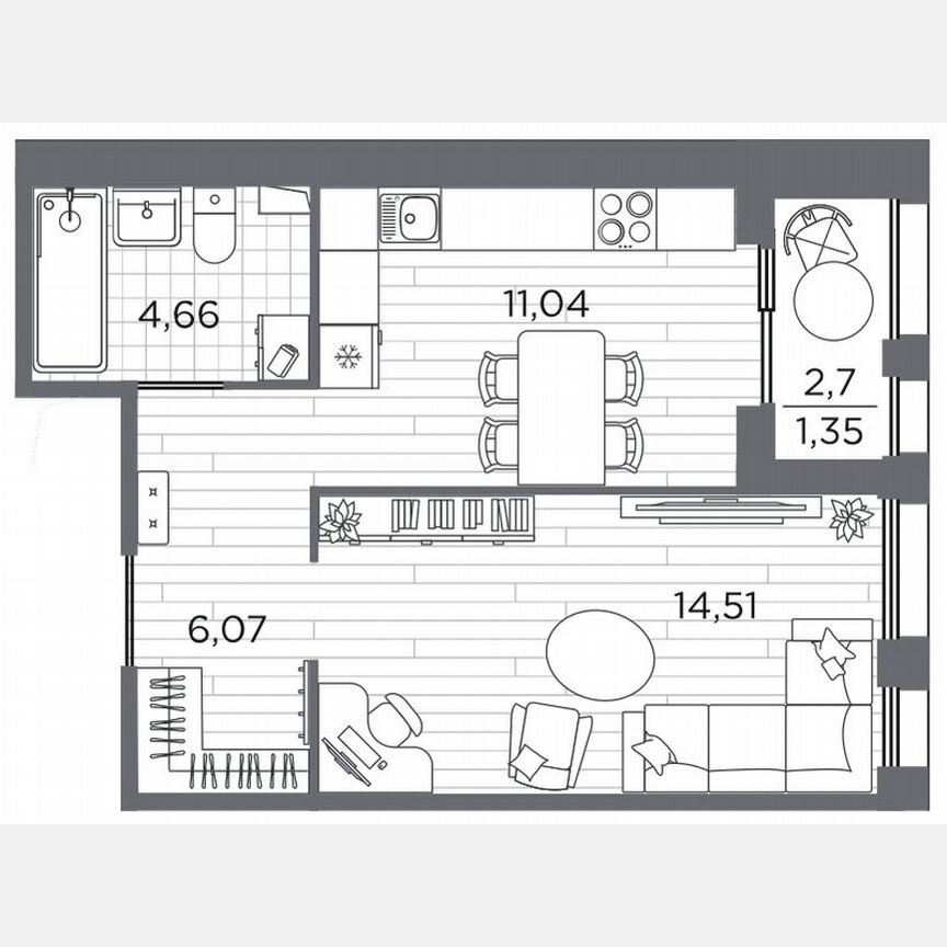 1-к. квартира, 37,6 м², 2/13 эт.