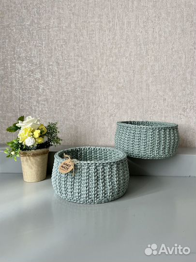 Корзина вязаная, интерьерная, ручная работа