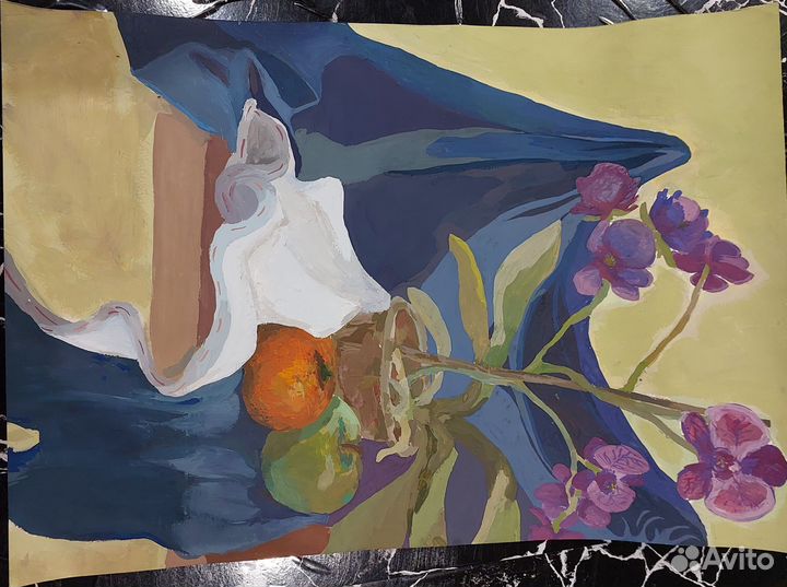 Картина натюрморт гуашью