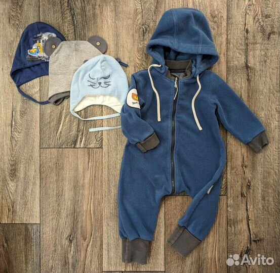 Комбинезон флисовый Bambinizon 74р + шапка Lassie