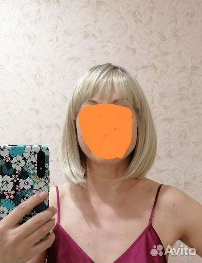 Парик каре блонд с челкой искусственный