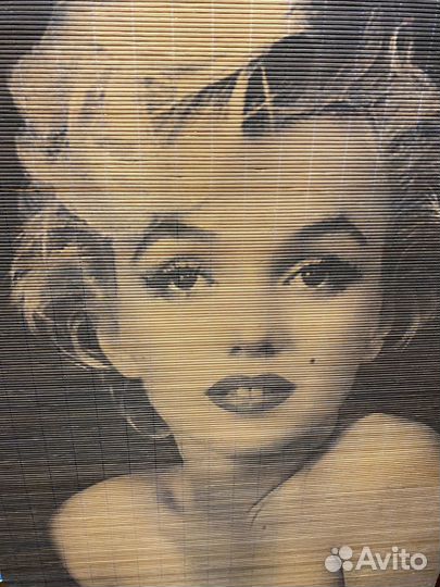 Панно Мерлин Монро времён СССР Бамбуковая соломка