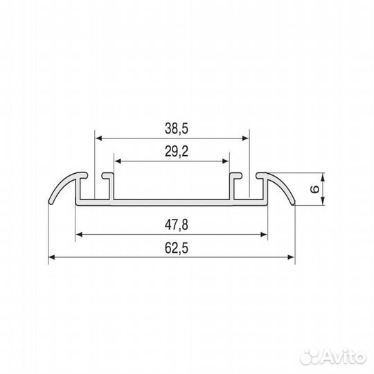 Дуб светлый глянец Направляющая нижняя 5,9 KR05