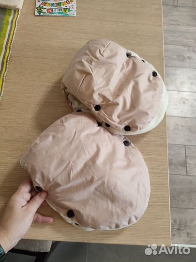 Варежки, рукавицы, муфта для коляски, бежевые