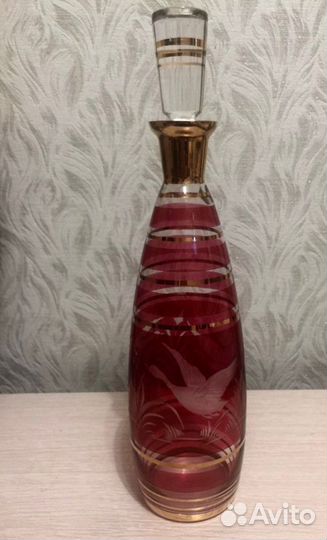 Графин с рюмками « Охота» Богемия