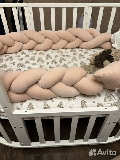 Бортики в кроватку: косичка+подушка