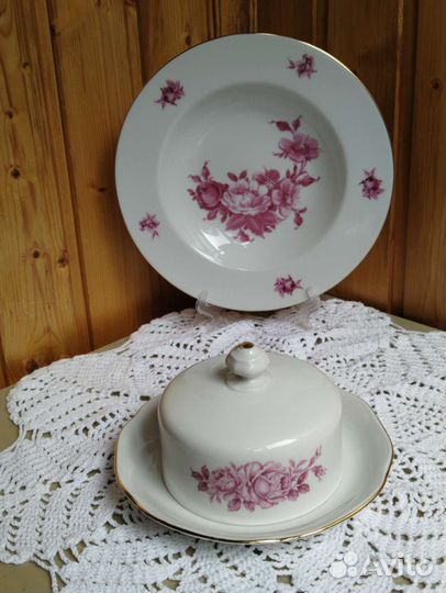 Масленка (Чехословакия) и тарелка большая (ГДР)