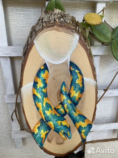 Картина на древесном спиле 