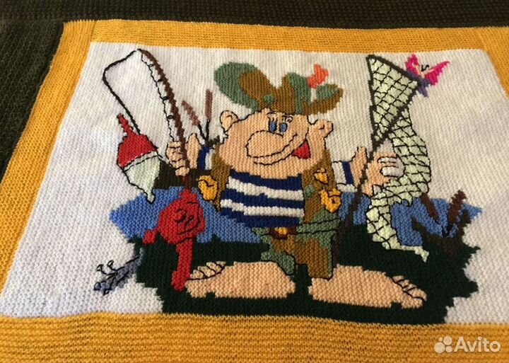 Плед вязаный охотнику и рыбаку