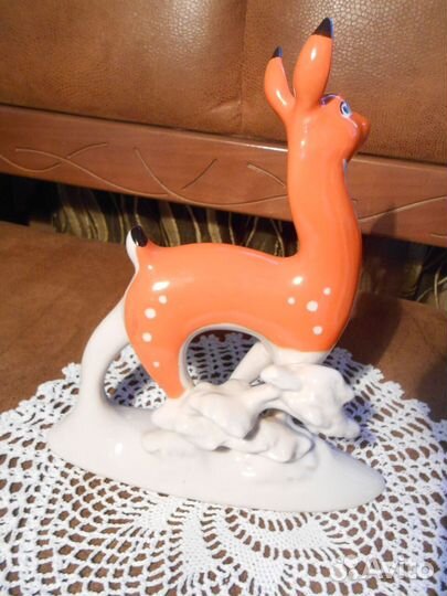 Винтажная статуэтка Олень олененок фарфор гфз