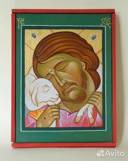 Рукописная икона под заказ 'Пастырь добрый'