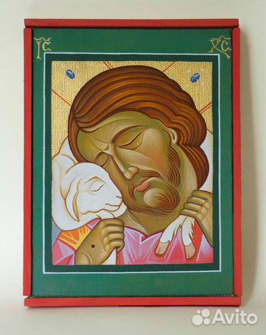 Рукописная икона под заказ 'Пастырь добрый'