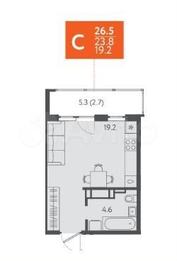 Квартира-студия, 26,5 м², 5/24 эт.
