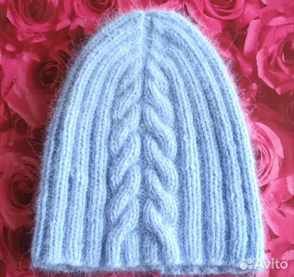 Шапка вязаная женская из пуха норки