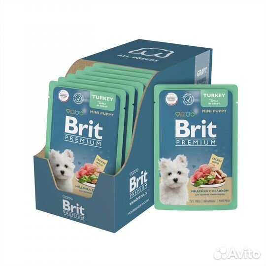 Brit Premium Пауч индейка с яблоком 14шт по 85гр