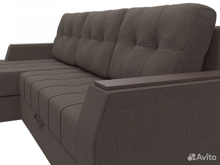 Диван угловой Эмир бс левый угол, рогожка, амур коричневый