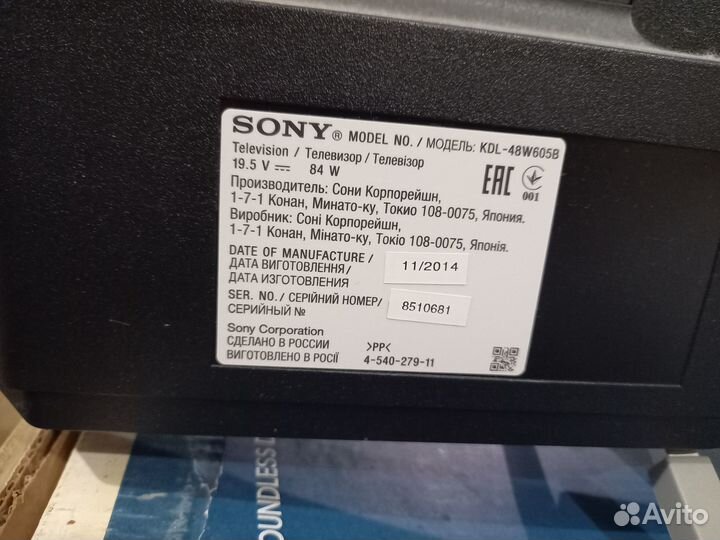 Разбор Sony KDL-48W605B