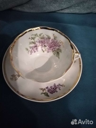 Чайная пара сирень дулево 1960