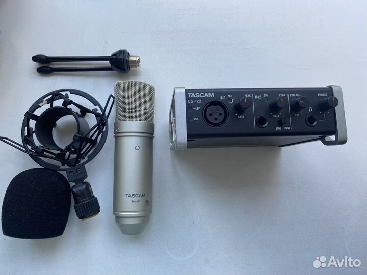 Микрофон Tascam TM-80 и звук. карт. Tascam US-1x2