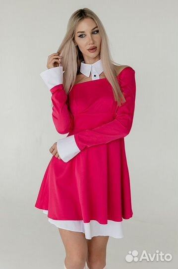 Модное платье весеннее с воротником 42 44 новое