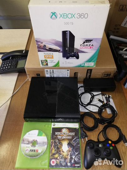 Xbox 360E 500Gb в хор.сост, комплект+лиц.диск Фифа