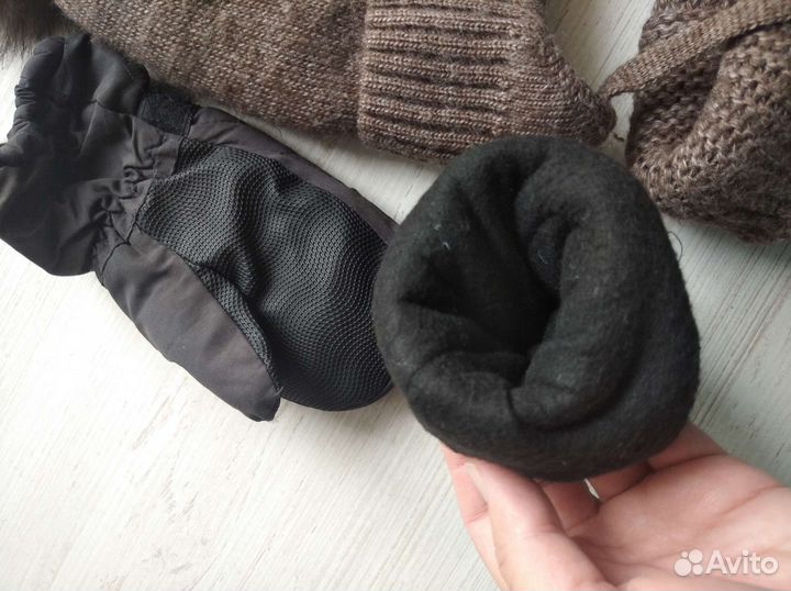 Шарф - снуд шапка и теплые рукавицы