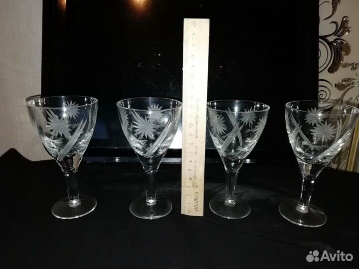 Хрустальные рюмки фужеры бокалы стопки много