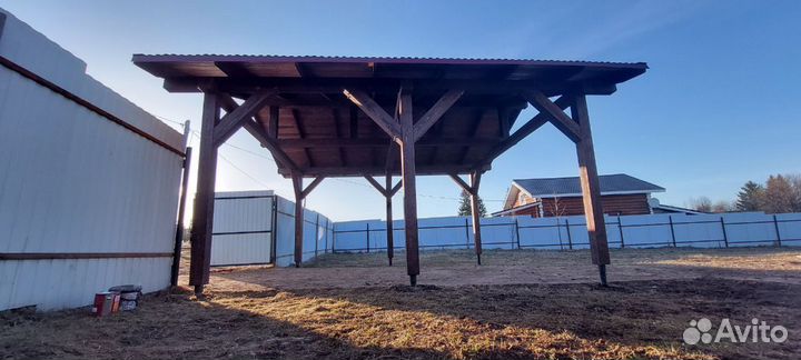 Навесы для автомобиля из дерева под ключ