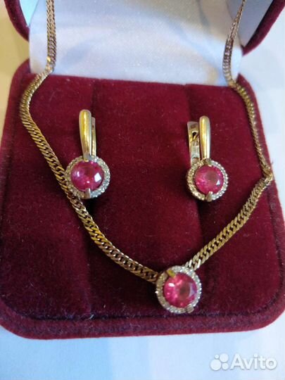 Золотой комплект 585 пробы с бриллиантами р 45 см