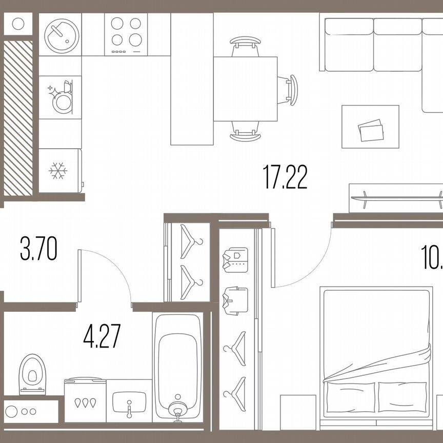 1-к. квартира, 35,7 м², 8/10 эт.