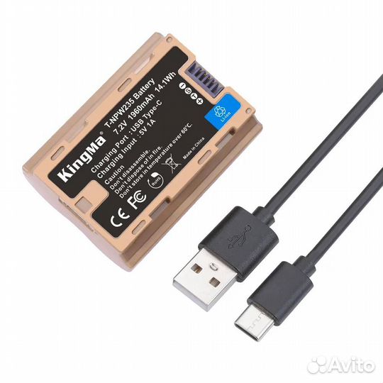 Аккумулятор Kingma NP-W235 Fujifilm с входом Type