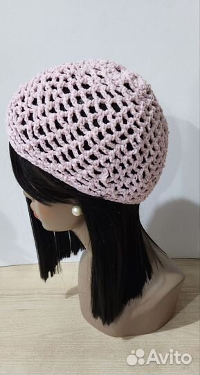 Шапочка-сетка, кроше. На обхват 54-56