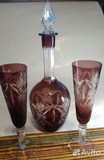 Марганцевое стекло: Фужеры, Бокалы, Графин