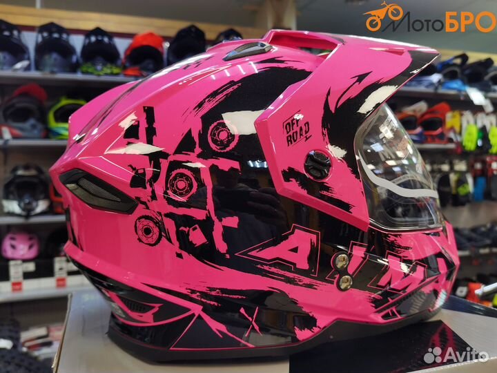 Шлем детский мотард AiM JK802Y Pink/Black