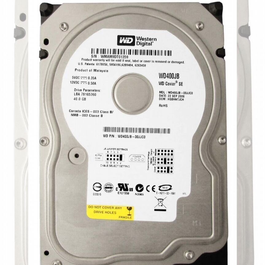 [WD400BB] Жесткий Диск Western Digital 40gb Wd400jb Ide 3.5 Wd400bb
