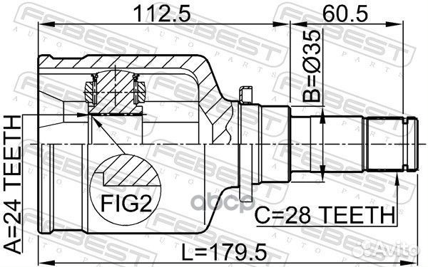 ШРУС внутренний левый 24x35x28 (mazda 3 BK 2003