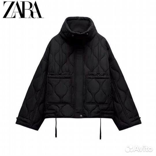 Стеганая куртка Zara черная