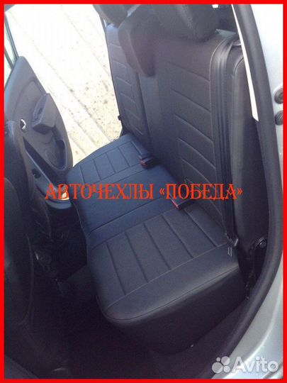 Чехлы Renault Sandero 2 из экокожи чёрные Классика