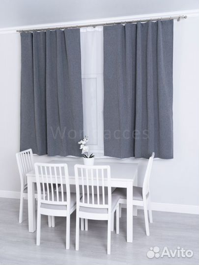 Комплект коротких штор из рогожки 190х145 разные