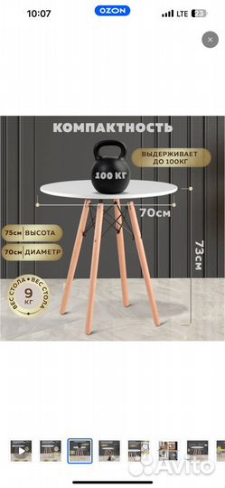 Стол ridberg DSW eames 70x73 см